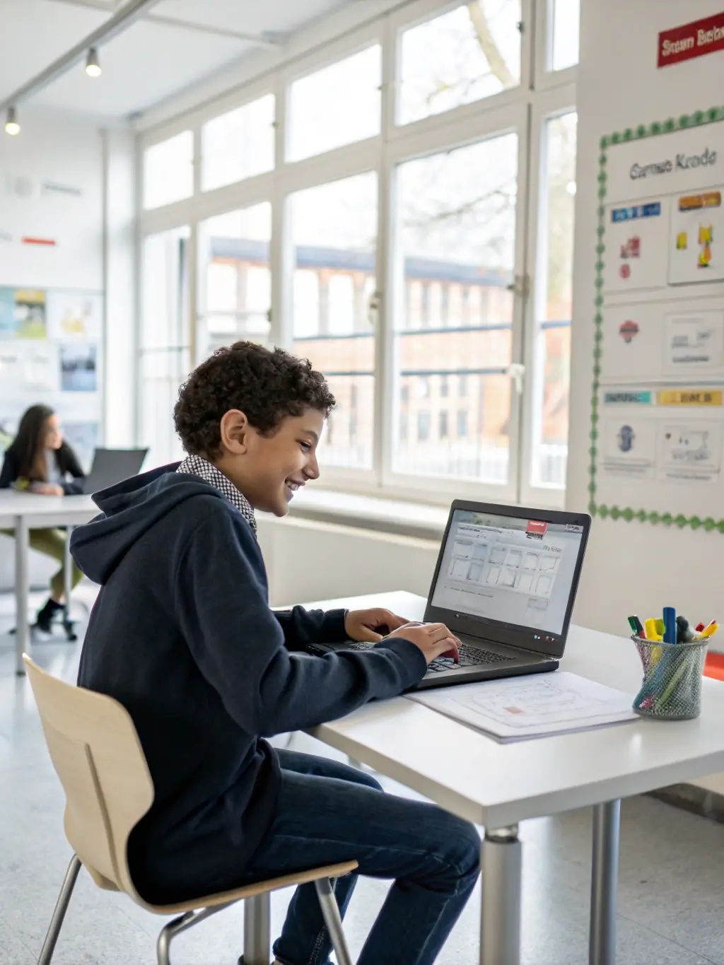 A classroom setting where AGCLA trainers are teaching accounting software to a group of young adults, emphasizing skills development.