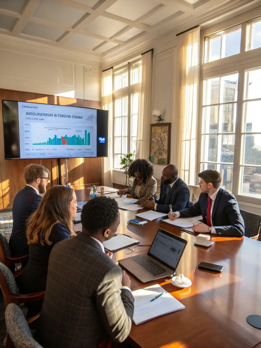 A diverse group of local business owners attending an AGCLA-sponsored workshop on financial management, set in a bright, modern conference room.