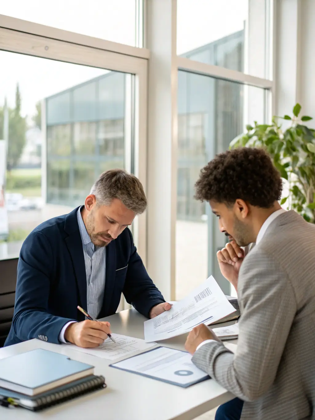 A consultant from AGCLA advising a small business owner on accounting practices, showcasing personalized support and guidance.